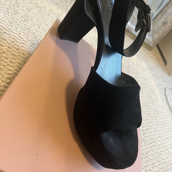 Stuart Weitzman platform shoes black suede size 8.5 used! - Picture 8 of 11